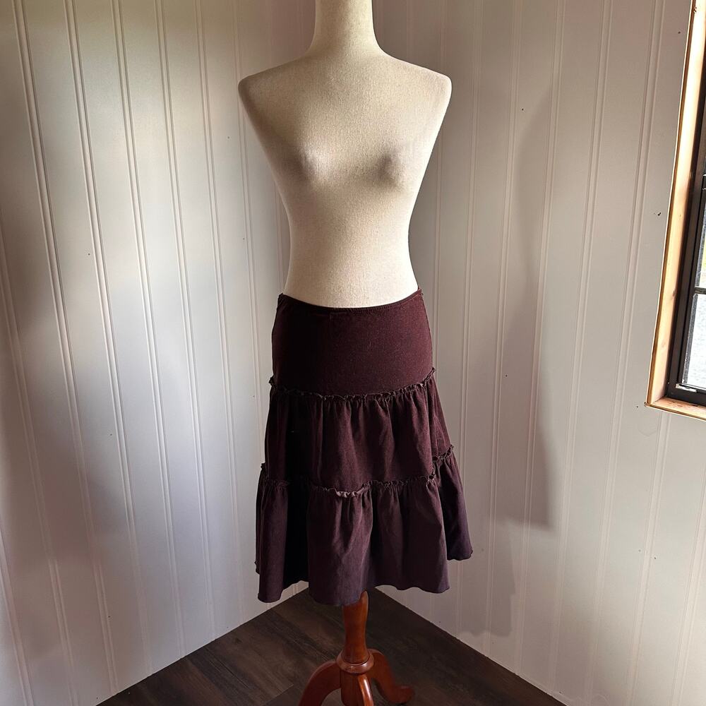 Vintage Y2K Boho Brown Corduroy Midi Skirt XS - Picture 2 of 8